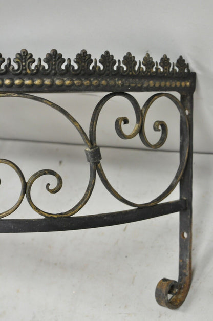 French Art Nouveau Wrought Iron Grapevine Maple Leaf Wall Mounted Console Table