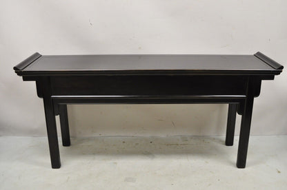 Vtg Century Chinoiserie Chinese Black Lacquered Ebonized Low Console Sofa Table