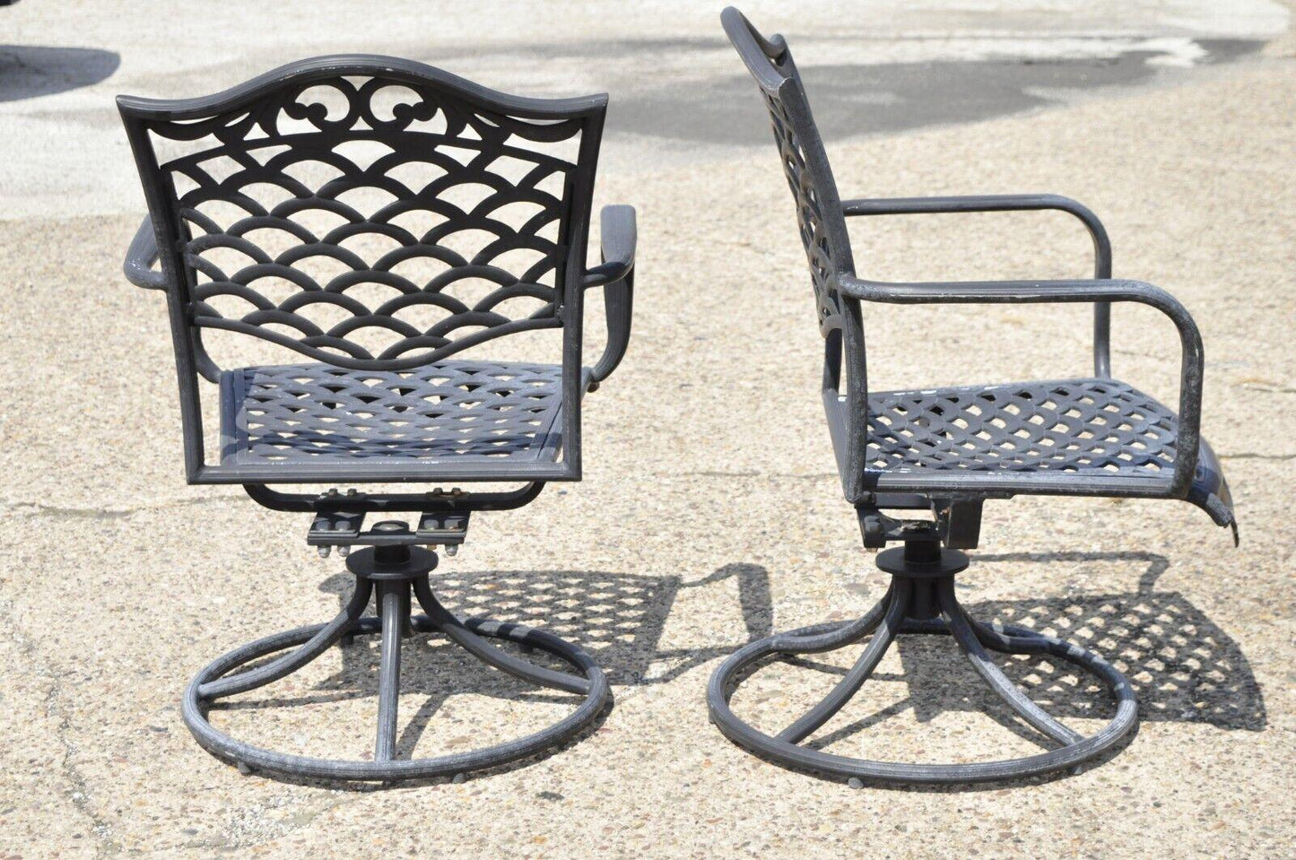 Mediterranean Style Aluminum Swivel and Tilt Black Tuscan Garden Patio Chairs