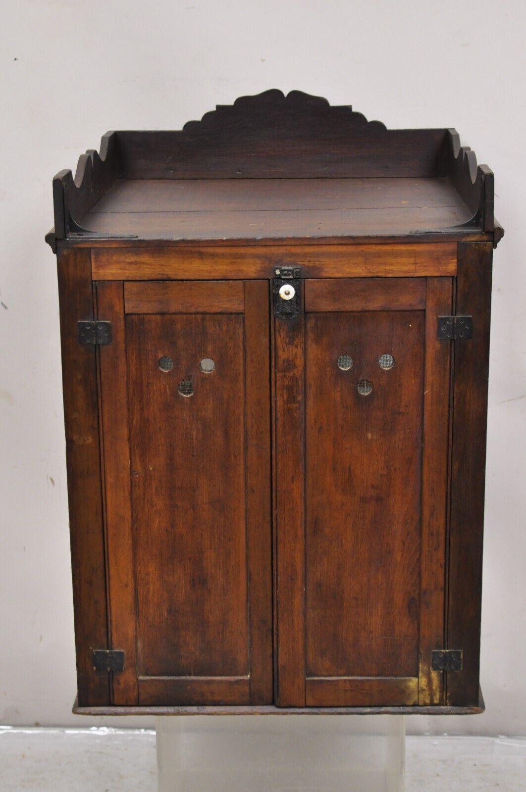 Antique Wood & Glass Counter Top Display County Store Pie Safe Display Cabinet