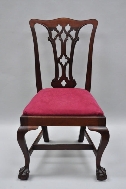 T. Robinson & Sons Makers Antique Solid Mahogany Chippendale Style Side Chairs