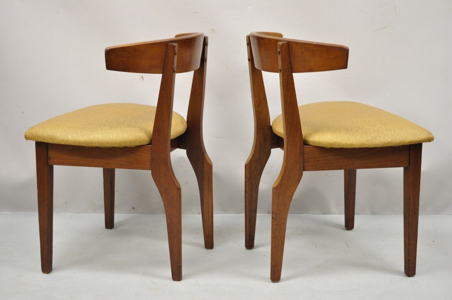 Mid Century Modern Cherry Wood Curved Back Hoof Leg Side Chair - a Pair