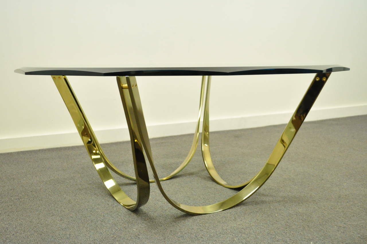 Trimark Brass Plated Steel & Glass Coffee Table after Roger Sprunger for Dunbar
