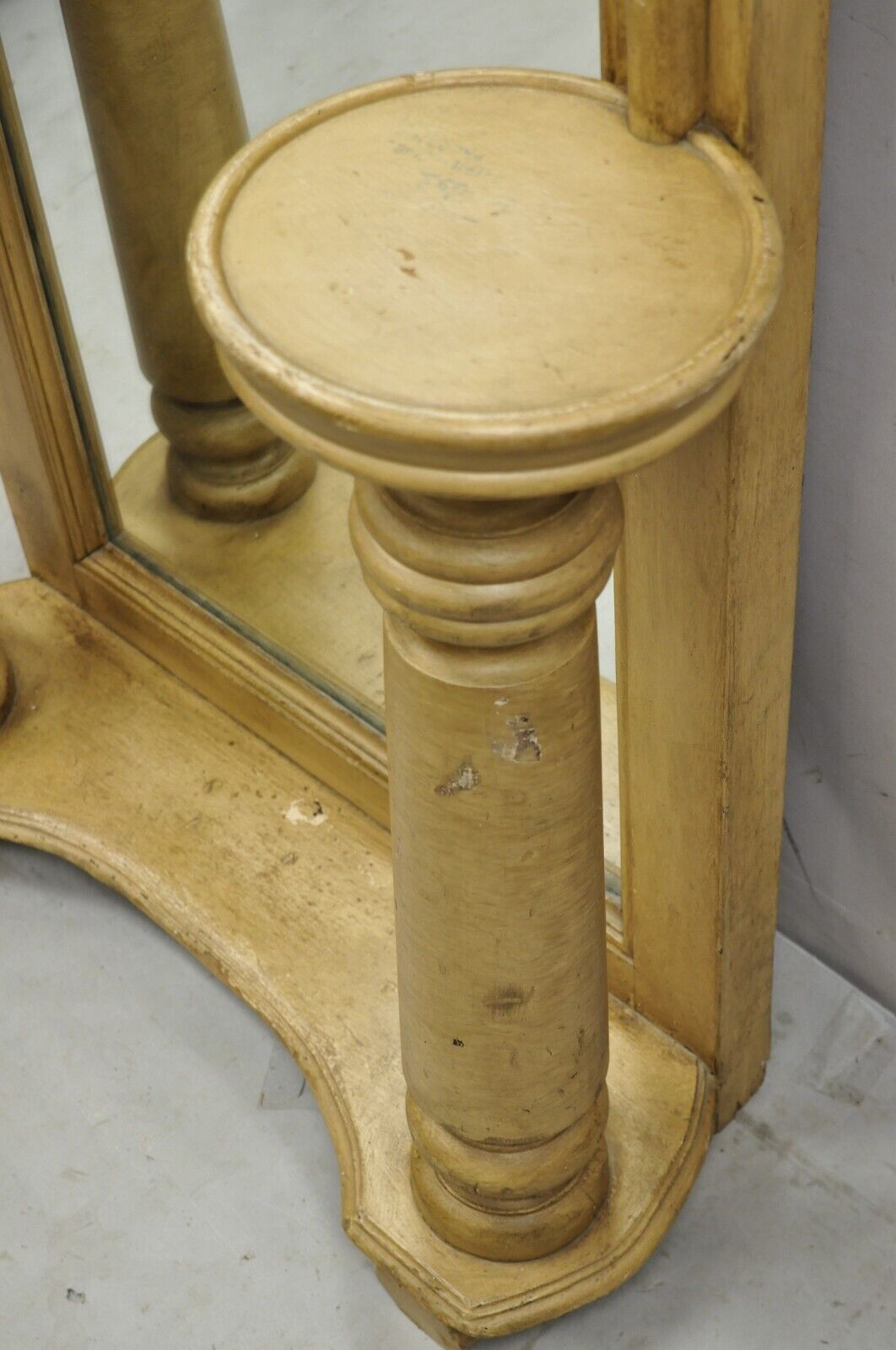 Antique American Victorian 88" Tall Hall Entry Mirror with Pedestal Plant Stands