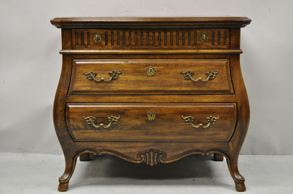 Drexel Grand Villa 3 Drawer Oak Bombe Commode Chest Nightstand Dresser