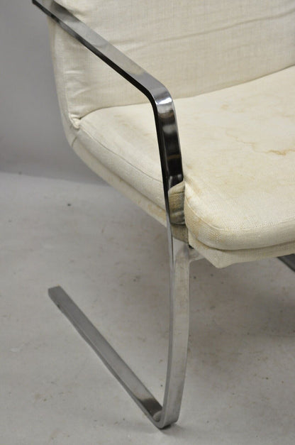 Mid Century Modern BRNO Style Chrome Cantilever Lounge Arm Chairs (A) - a Pair