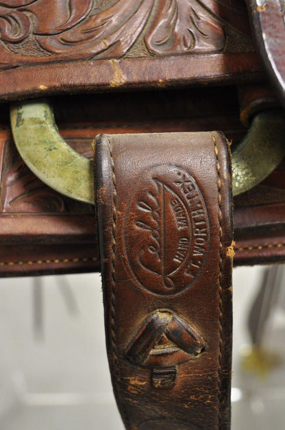 Vintage ML Leddy's Brown Tooled Leather Western Show Horse Saddle