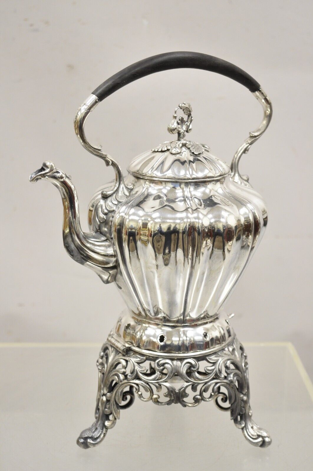 Antique Reed & Barton Silver Plated Victorian Tilting Tea Coffee Pot on Stand