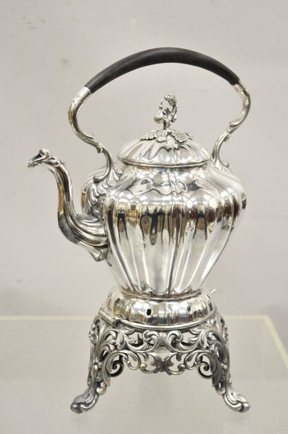 Antique Reed & Barton Silver Plated Victorian Tilting Tea Coffee Pot on Stand