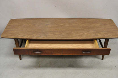 Lane Mid Century Modern 56" Long Surfboard Laminate Top Coffee Table with Drawer