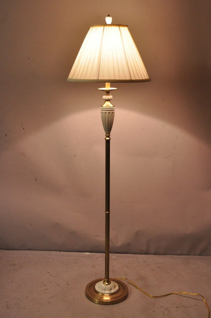 Lenox Quoizel White Porcelain Brass Candlestick Pole Floor Lamp with Shade