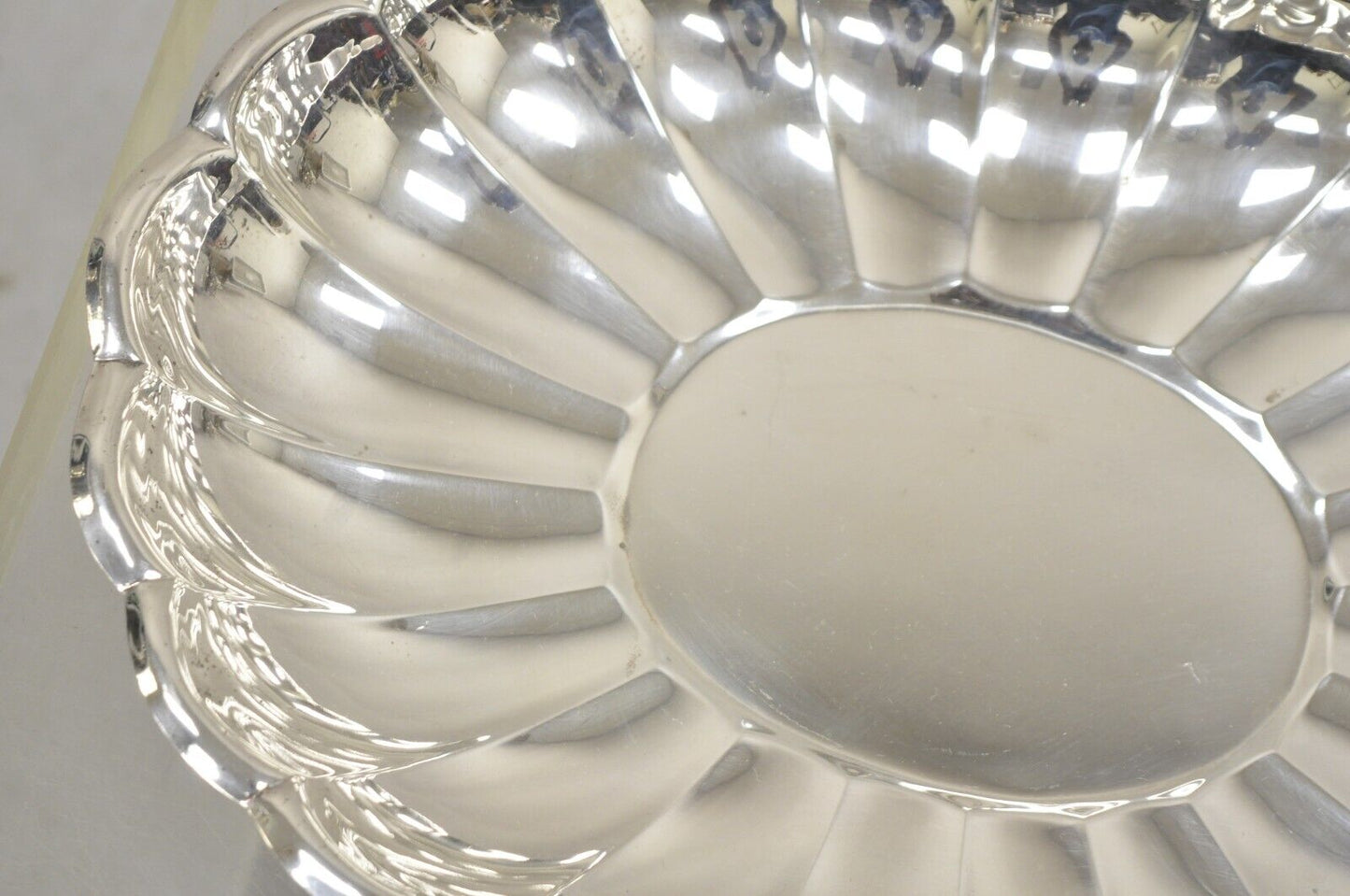 Vintage Regency Style Silver Plated Scalloped Oval Serving Platter Fruit Bowl