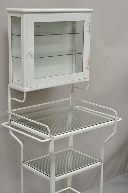 Retro Vintage Style Industrial Metal White Bathroom Cabinet Vanity Stand