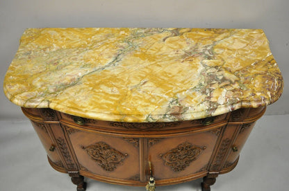 French Louis XV Renaissance Rouge Marble Top Demilune Buffet Sideboard Cabinet