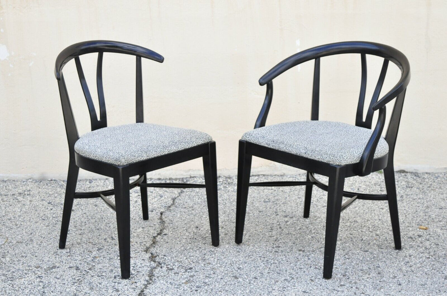 Blowing Rock Mid Century Modern Black Lacquer Wishbone Dining Chairs - Set of 6