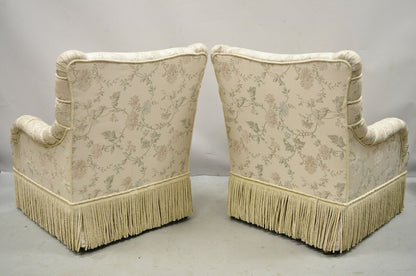 Vintage French Art Deco Style Rolled Arm Pink Gold Club Lounge Chairs - a Pair