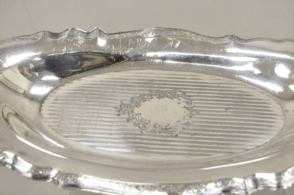 Vintage Art Nouveau Silver Plated Oval Trinket Dish Candy Dish Tray