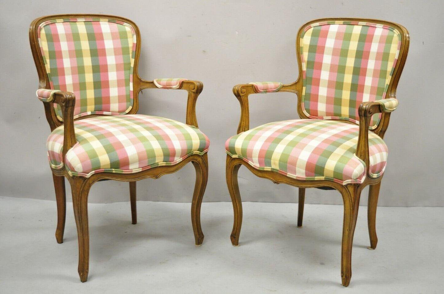 Vintage French Provincial Fauteuil Arm Chairs by Simon Loscertales Bona - a Pair