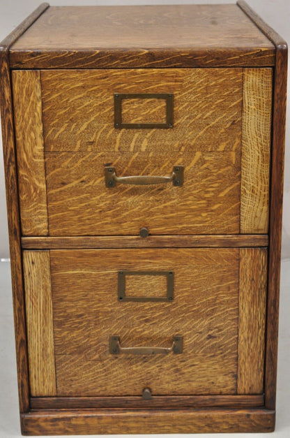 Antique Mission Oak Wood 2 Drawer Arts & Crafts Office Lateral File Cabinet