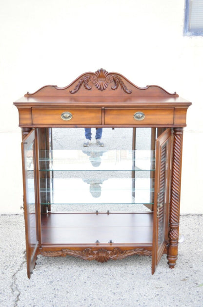 Wynwood Flex Steel Empire Carved Cherry Wood Glass Display Curio China Cabinet