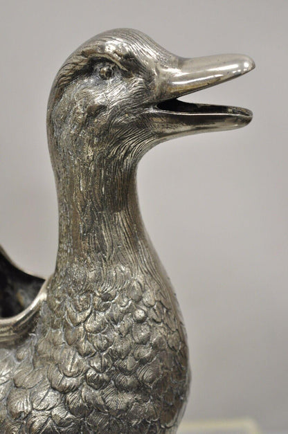 Vintage Alpaca Duck Mallard Figural Silver Plated Water Pitcher Decanter