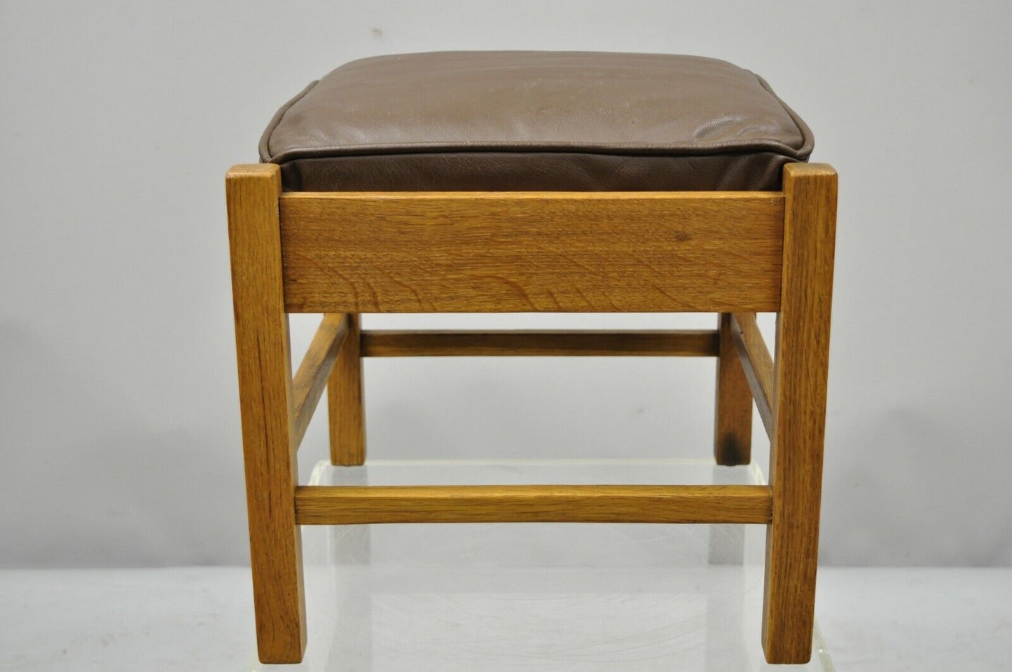Lifetime Furniture 403 Mission Oak Arts&Crafts Leather Ottoman Stool Footstool B