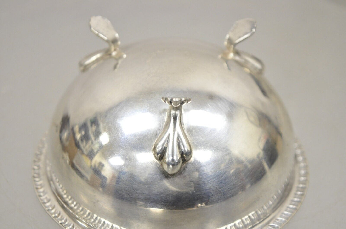 Vtg Angora English Victorian Silver Plated Style Small Round Footed Bowl a Pair