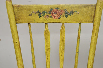 Frederick Loeser & Co Yellow American Primitive Hitchcock Painted Side Chair (B)