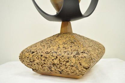 Lynard of California Cork Crackled Glass Walnut Atomic Era Modern Egg Table Lamp