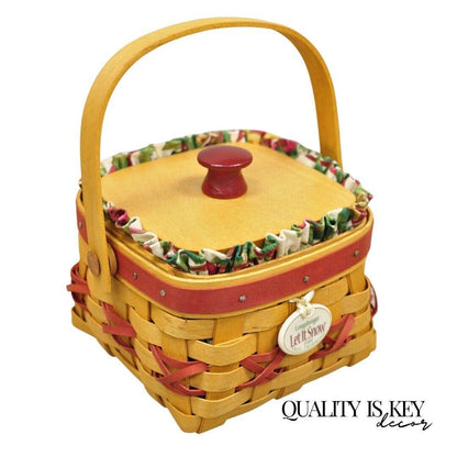 Longaberger 2000 Red Tree Trimming Let it Snow Basket with Protector Lid & Card