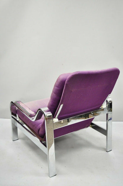 Mid Century Modern Chrome Selig Recliner Reclining Lounge Chair Milo Baughman