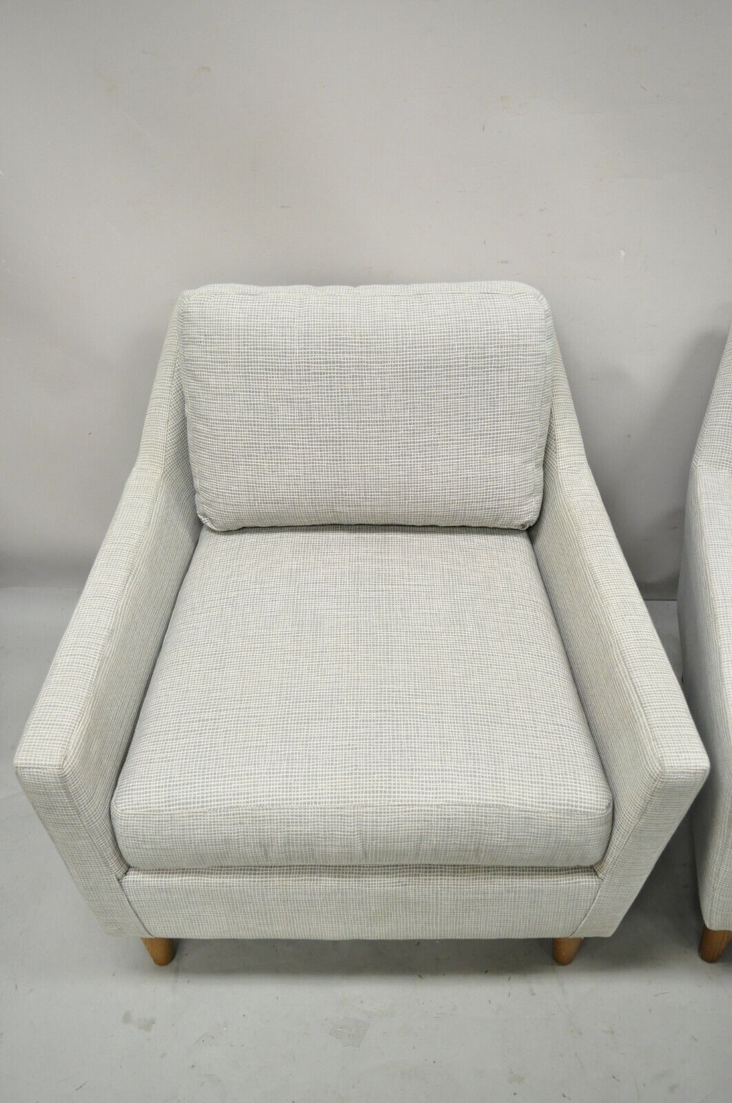 West Elm Everett Chair Gray Upholstered Club Lounge Arm Chair - a Pair