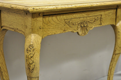 Baker Italian Regency Provincial Oak 2 Drawer Hoof Foot Console Hall Sofa Table