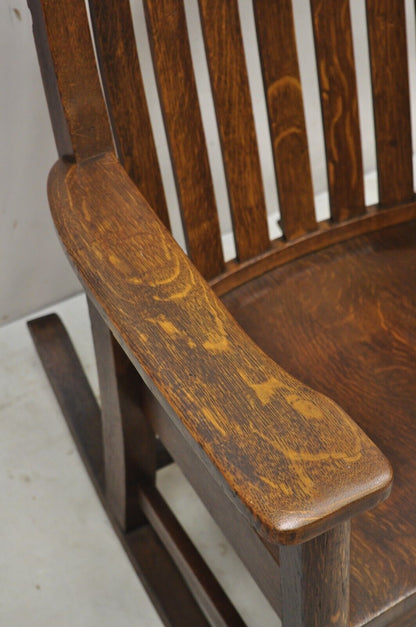 Antique Mission Oak Arts & Crafts Stickley Style Rocker Rocking Chair