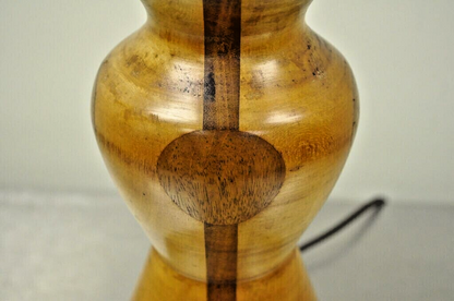 Vintage Folk Art Hand Crafted Hourglass Sculptural Solid Wood Table Lamp