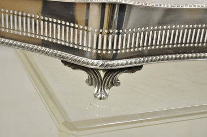 Vintage Victorian Silver Plated Pierced Gallery Scalloped Serving Platter Tray