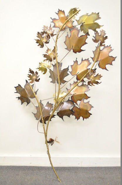 Vintage Mid Century Modern Curtis Jere Maple Leaf Wall Sculpture Brutalist A