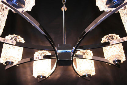 Kaiser Leuchten Thousand Eyes Glass Shades Chrome Chandelier, Mid-Century Modern