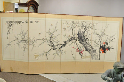 8 Panel Japanese Cherry Blossom Painting Byobu Folding Screen Room Divider