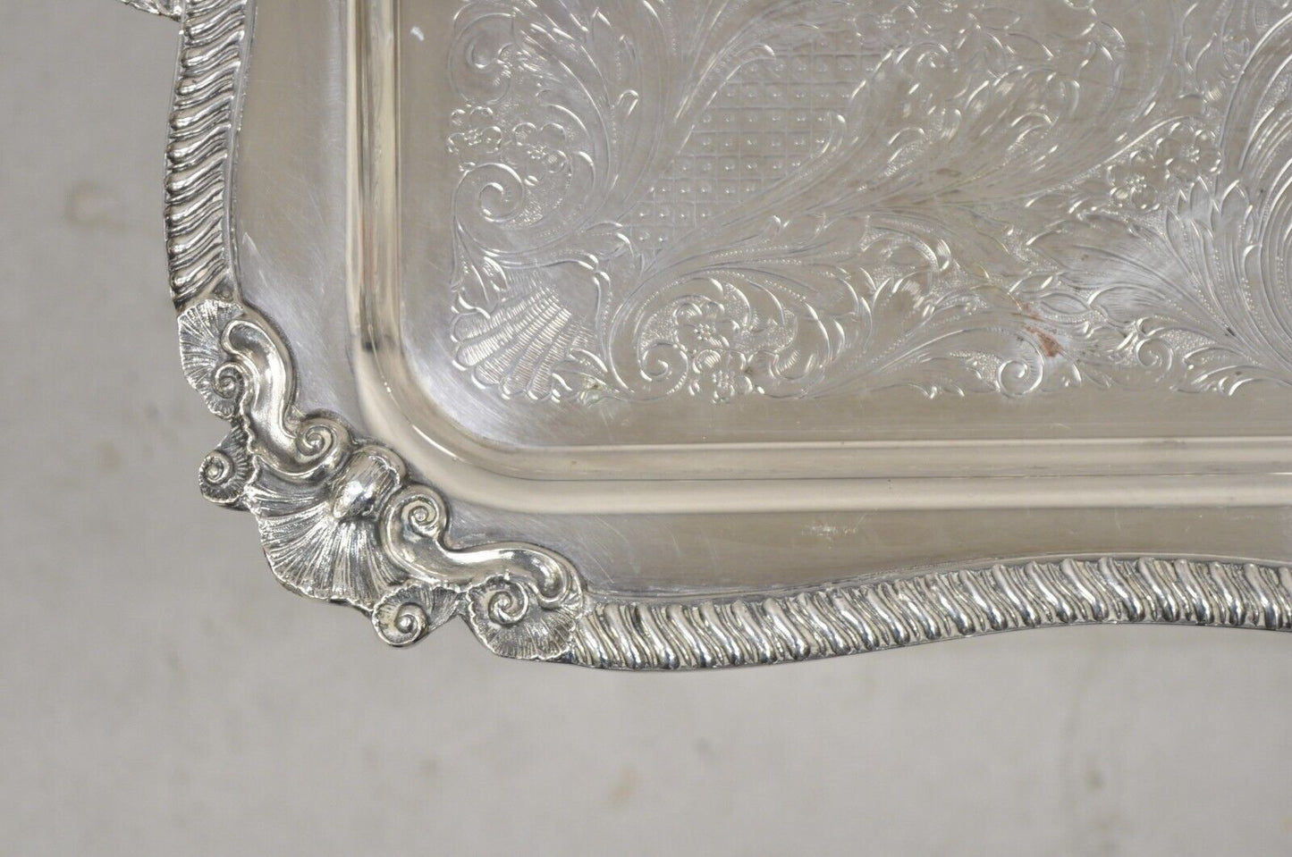 Sheridan Large Ornate Silver Plated English Victorian Style Serving Platter Tray