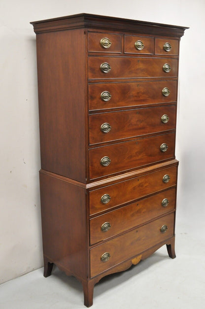 Beacon Hill Mahogany Federal Style 10 Drawer Highboy Chest on Chest Dresser
