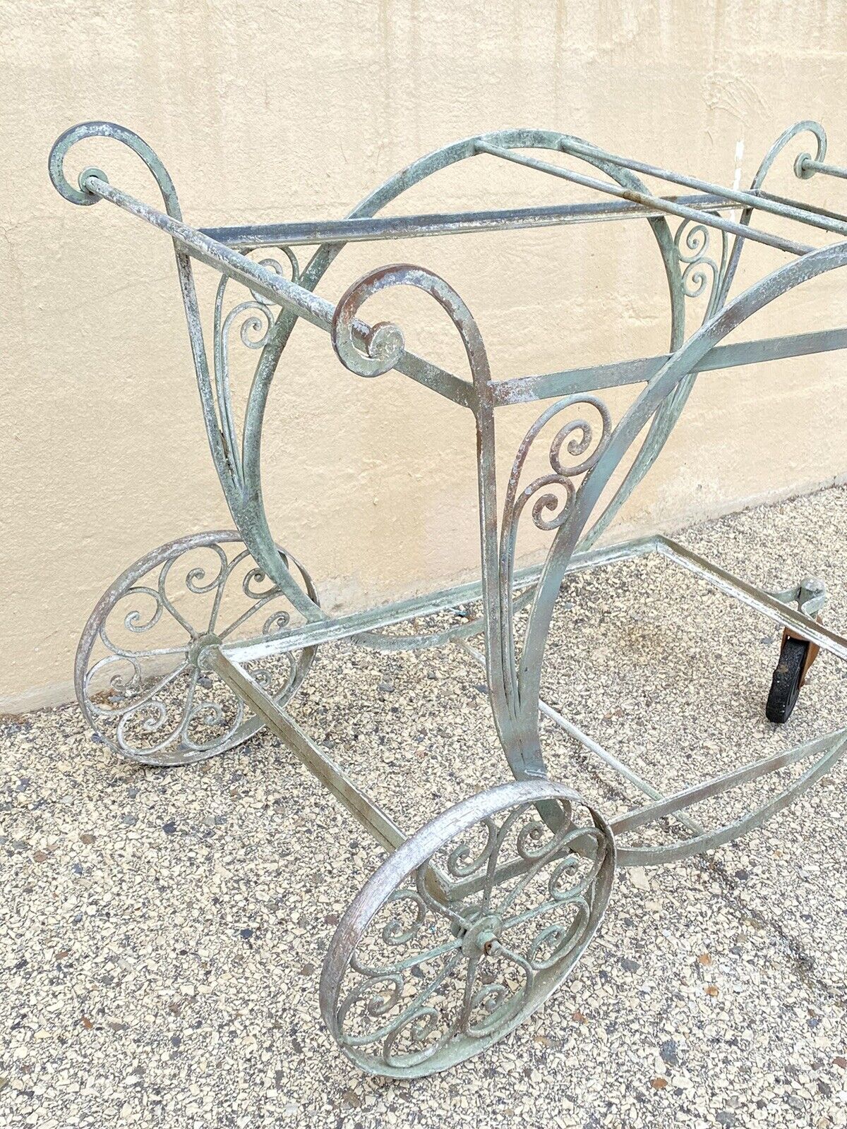 Antique Salterini Mt Vernon Wrought Iron Art Nouveau Serving Bar Tea Cart