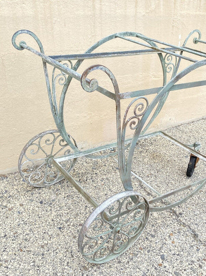 Antique Salterini Mt Vernon Wrought Iron Art Nouveau Serving Bar Tea Cart