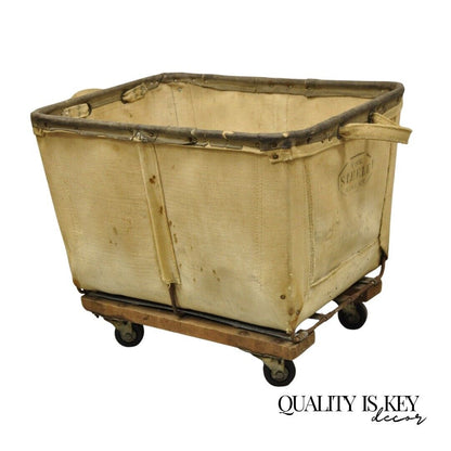 Vintage Industrial Canvas Rolling Storage Laundry Bin by Steel on Wheels