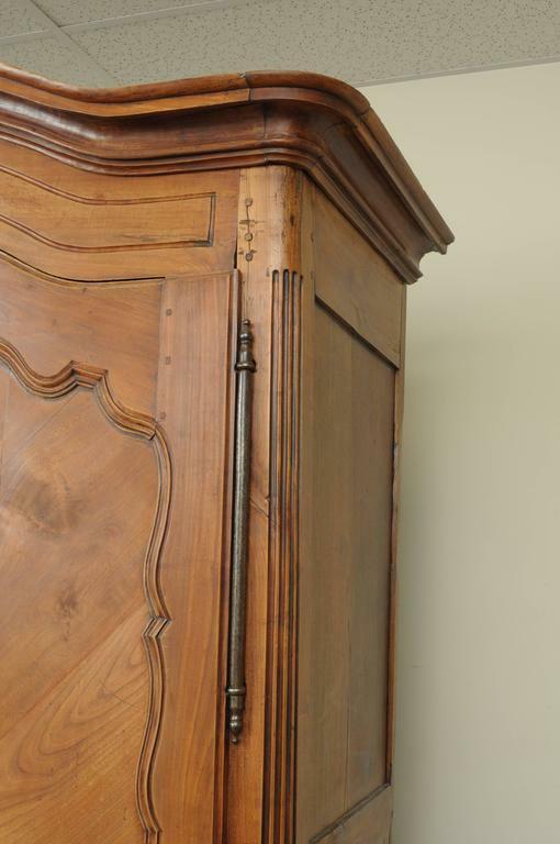 Country French Provincial Louis XV Walnut Bonnet Top Armoire Wardrobe Cabinet