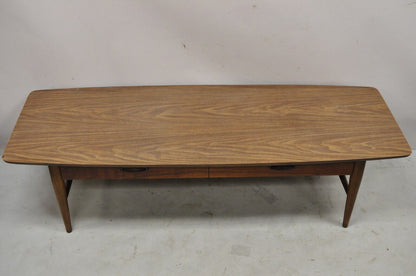 Lane Mid Century Modern 56" Long Surfboard Laminate Top Coffee Table with Drawer