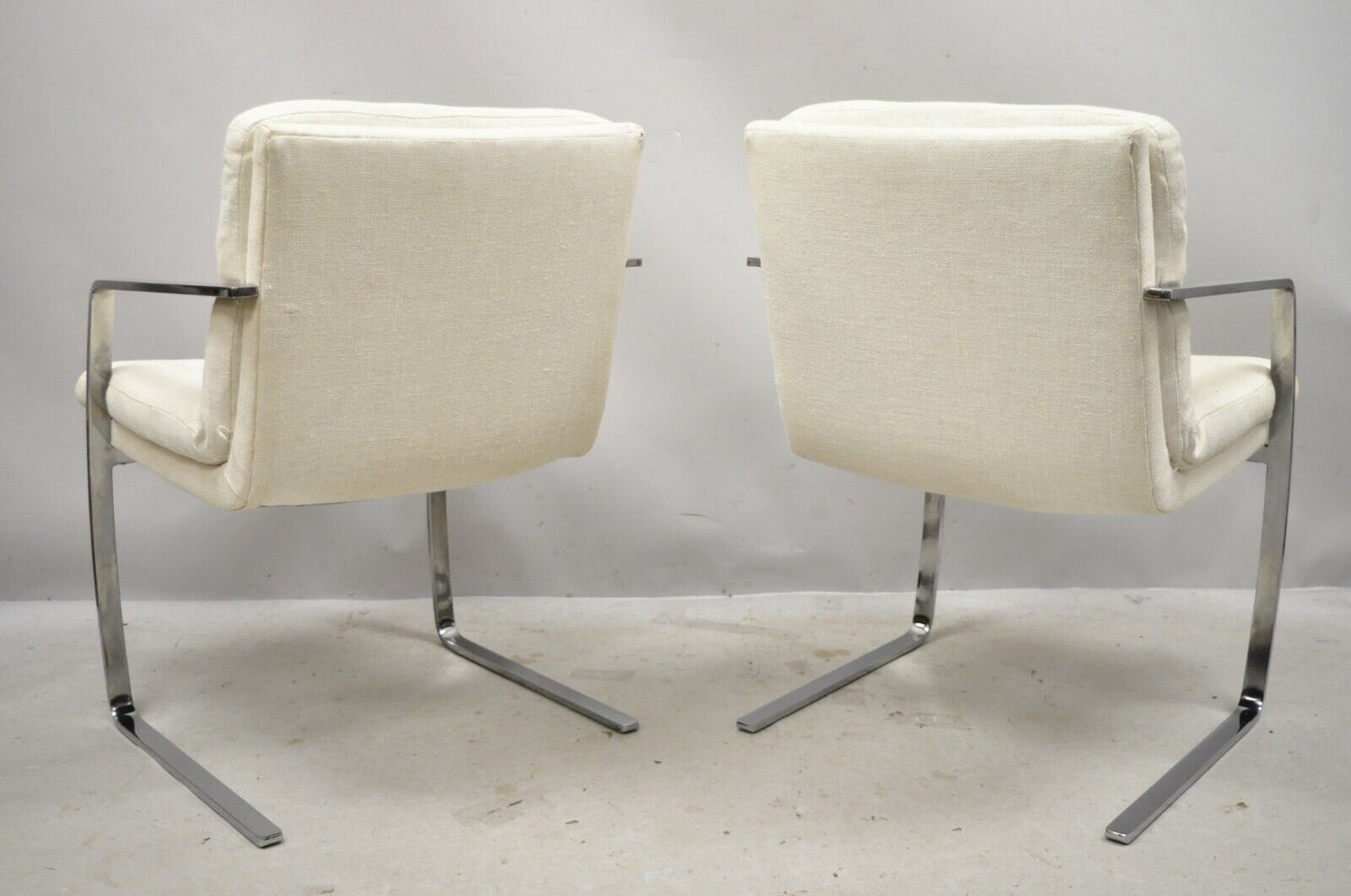 Mid Century Modern BRNO Style Chrome Cantilever Lounge Arm Chairs (B) - a Pair