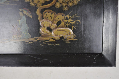Vintage Katherine Henick Chinoiserie Chinese Black Hand Painted Coffee Table
