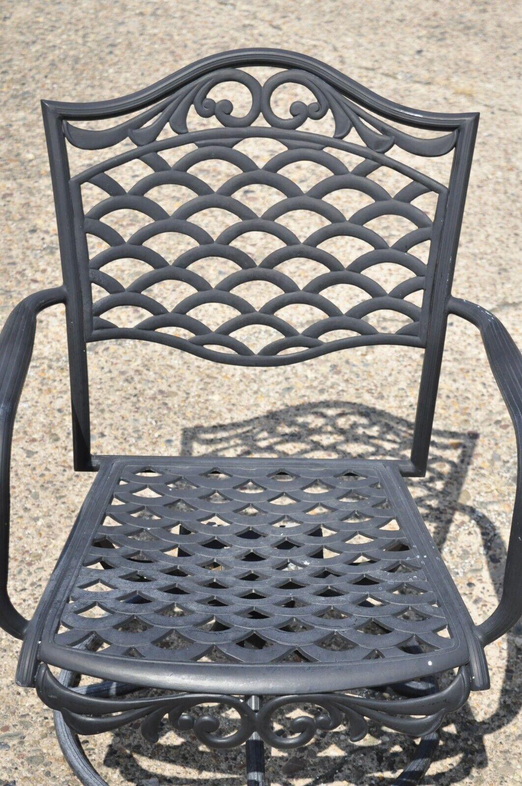 Mediterranean Style Aluminum Swivel and Tilt Black Tuscan Garden Patio Chairs