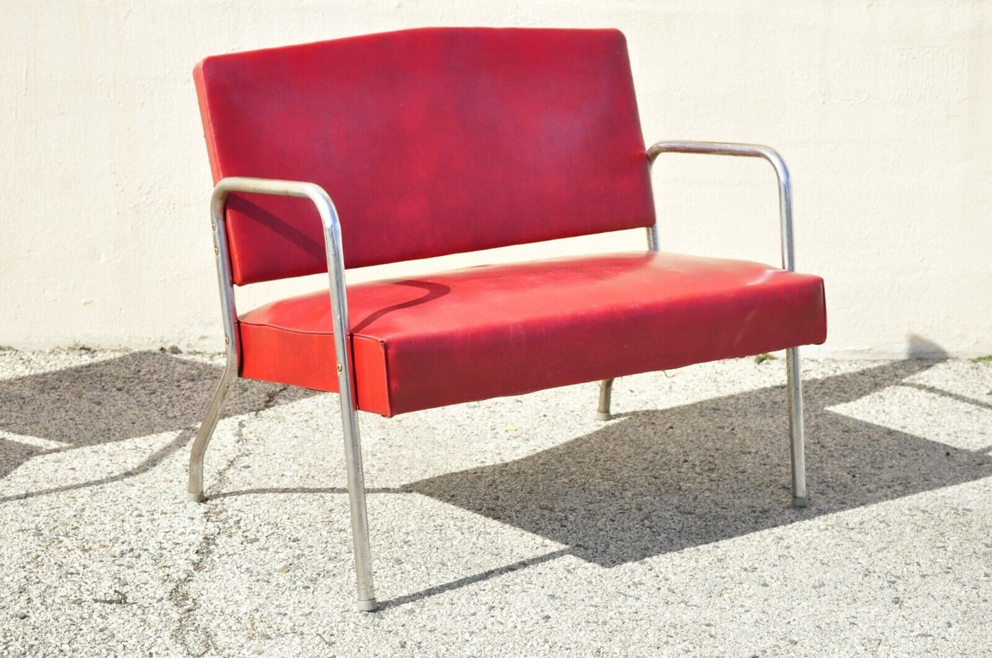 Vintage Yale Tubular Steel Metal Loveseat and Pair Lounge Arm Chair - 3pc Set